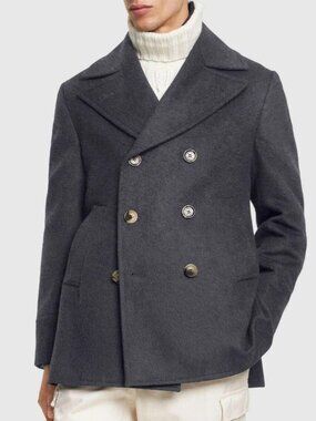 Men's Grey Wool Peacoat
